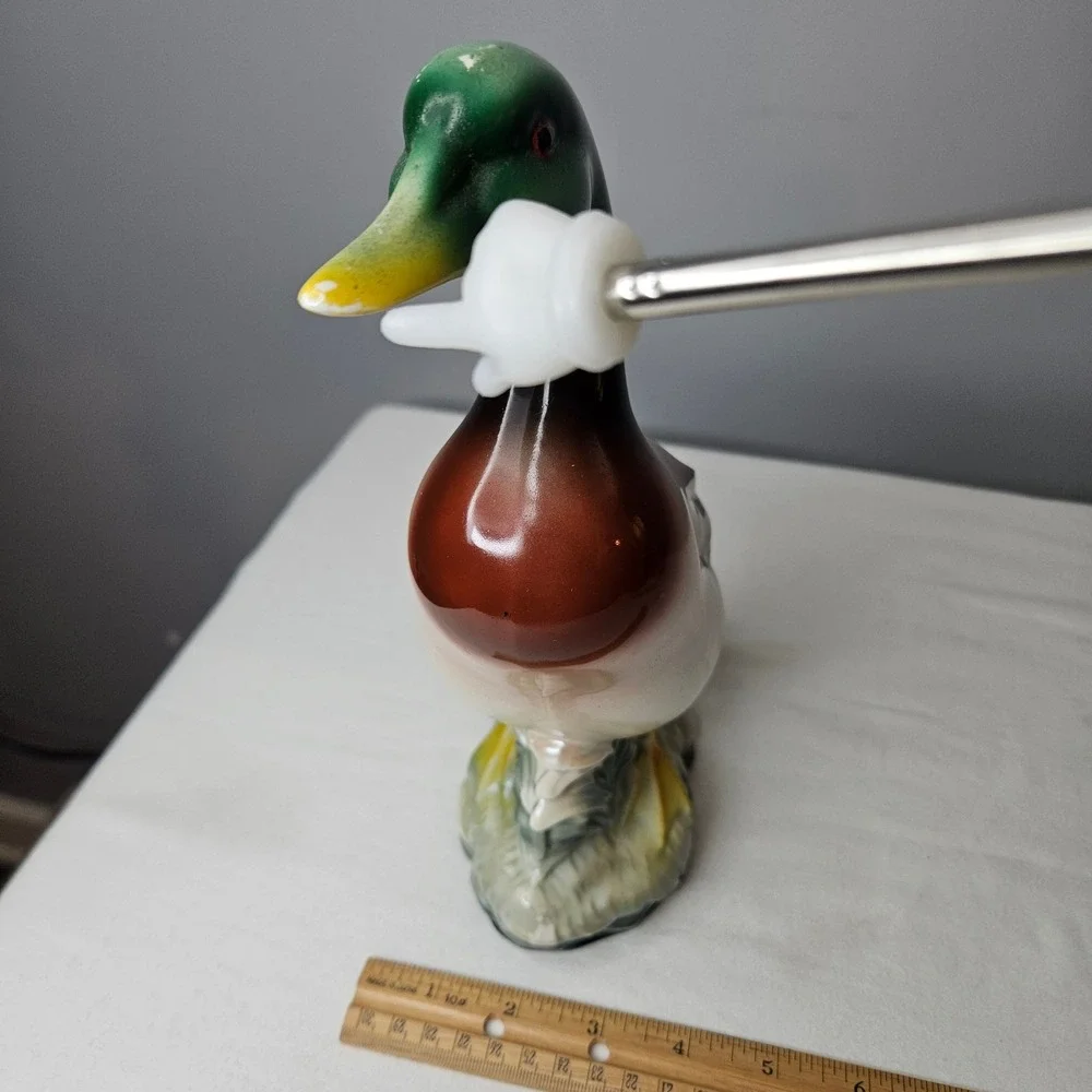 Vtg Mallard Duck Ceramic Planter Vase‎ Figurine Green Head Wildlife Decor 10.25